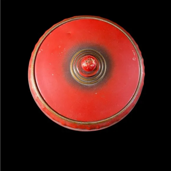 Vintage Red Metal Sewing Box w/ Thread Insert | Mid-Century Notions Tin - Picture 2 of 9